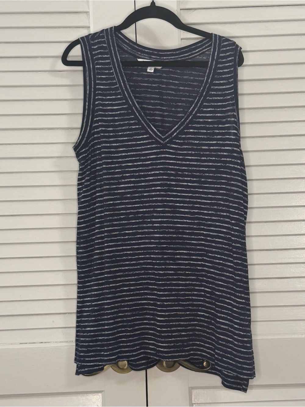 Liverpool Navy and White Striped V-Neck Tank Top